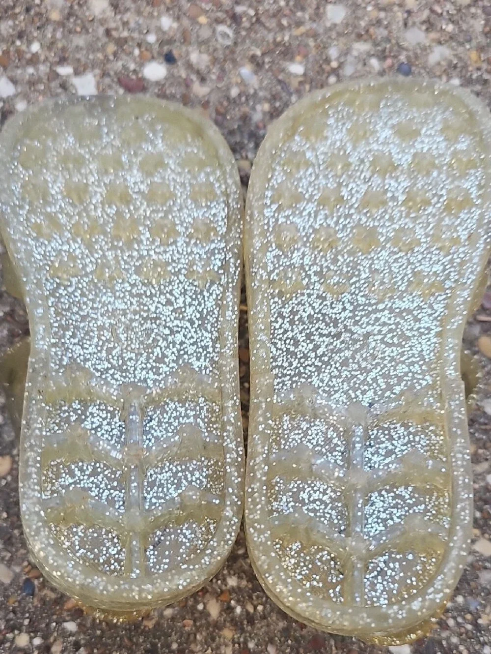 Cat & Jack Glitter Jelly Sandals Yellow Gold Toddler 10 Sparkle